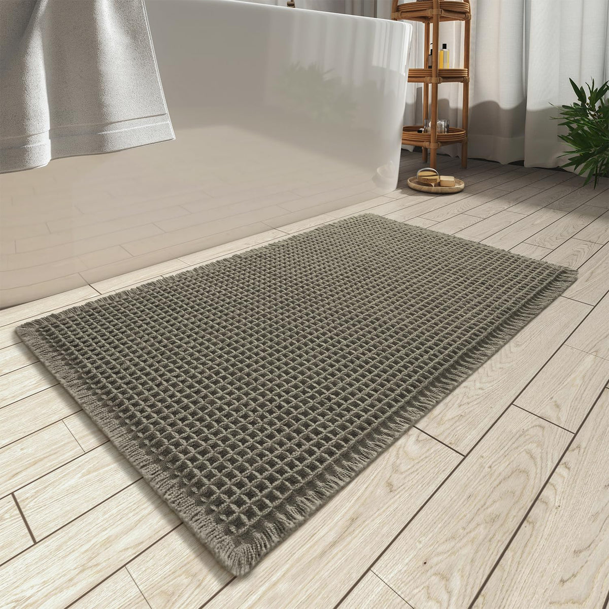 AMOAMI front view showing full 20x32 mat and absorbent waffle surface benefit