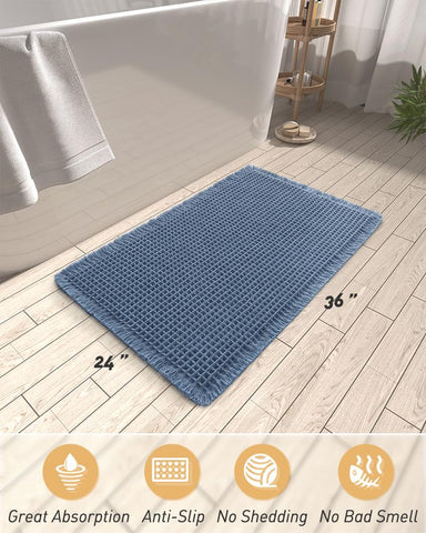 AMOAMI lifestyle bathroom scene showing rug adding color and cozy comfort