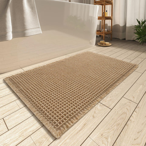AMOAMI waffle bath mat front view showing pattern and color, adds stylish protection