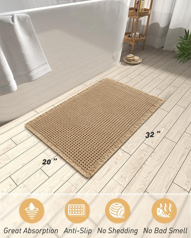 AMOAMI lifestyle shot of feet on mat illustrating soft comfort and warmth
