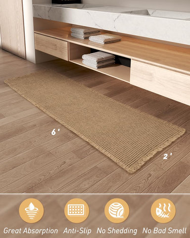 AMOAMI folded mat with care label showing machine-washable convenience