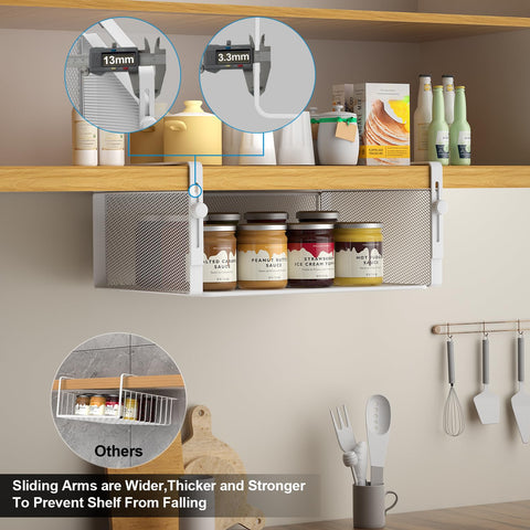 AmonHouseware basket next to standard cans showing size and storage capacity