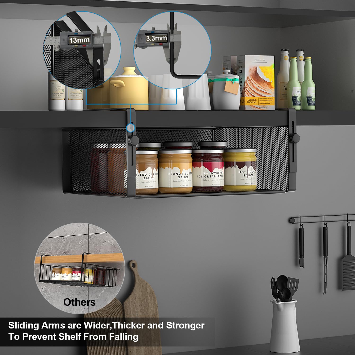 AmonHouseware side detail of widened support arms demonstrating stable load support