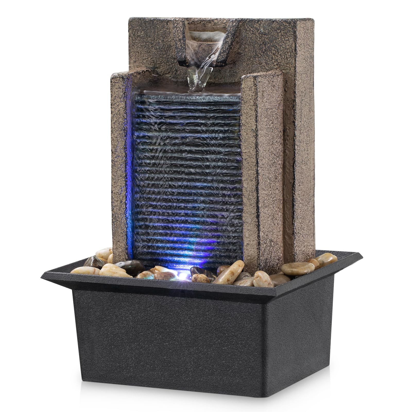 AMOOTEK fountain front view showing calm design and easy setup