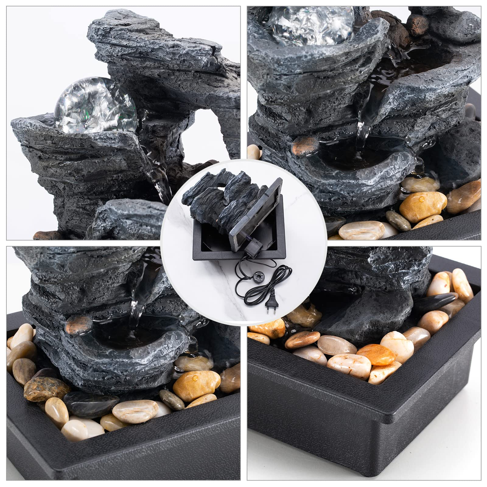 AMOOTEK assortment of natural river rocks placed around fountain for authentic decor