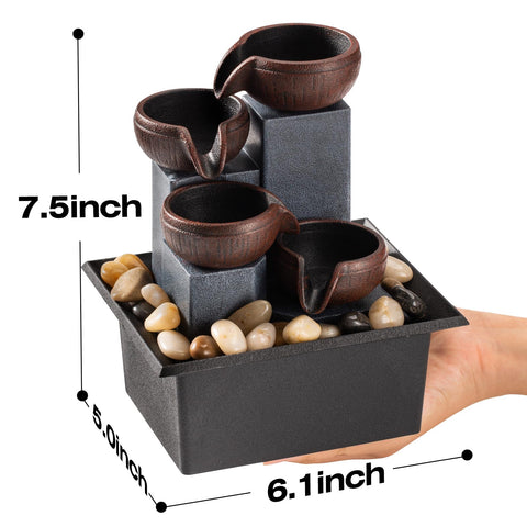 AMOOTEK side profile displaying four-level water flow for soothing sound
