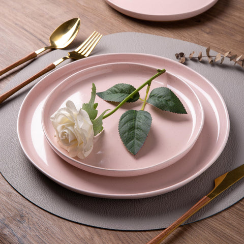 AmorArc close-up of 10.5-inch dinner plate showing speckled glaze durability