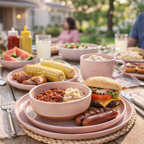 AmorArc dinnerware styled on table showing elegant everyday presentation