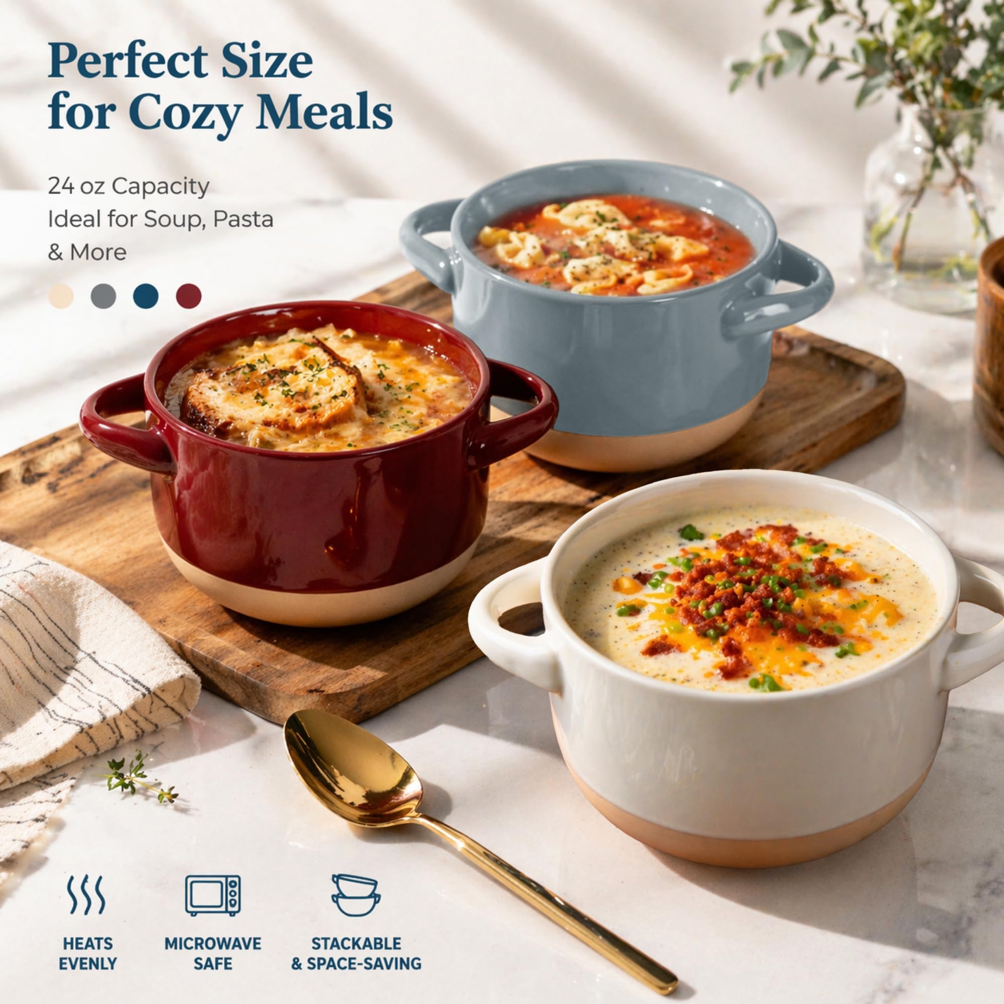 AmorArc stacked bowls saving cabinet space, ideal for compact kitchens