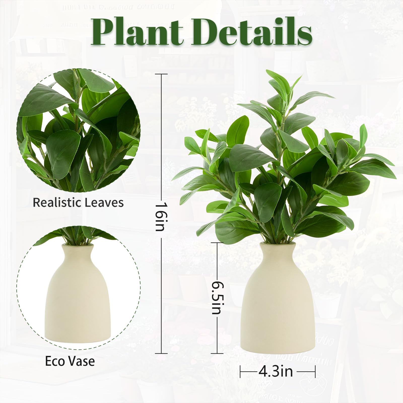 Amore Florals eco paper-pulp vase holding faux eucalyptus, minimalist decor boost