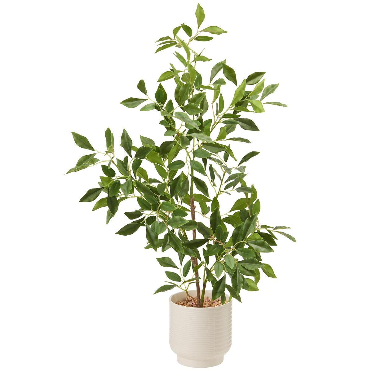 Amore Florals ficus front view showing lifelike foliage and ceramic pot, enhancing any room