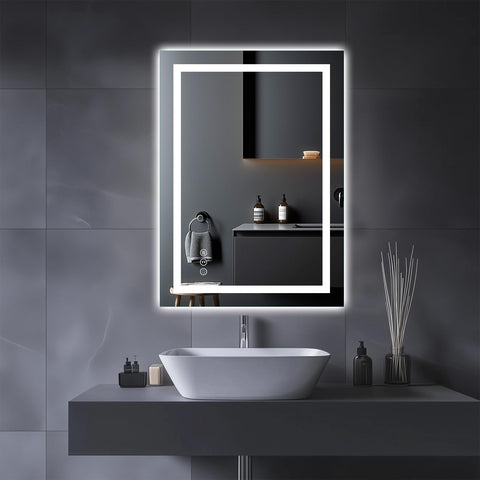 Amorho front view LED mirror showing bright even illumination for grooming