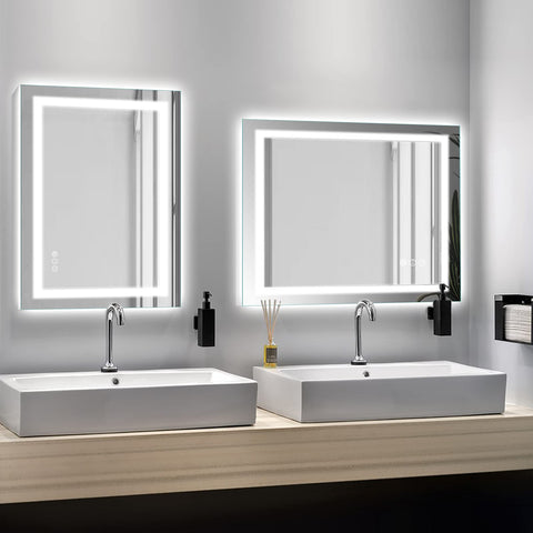 Amorho mirror in a styled bathroom demonstrating improved lighting ambiance