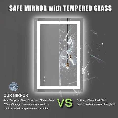 Amorho mirror above sink showing size and scale for bathroom planning