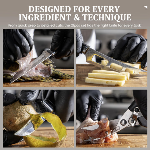 Amorston knife block with built-in sharpener slot for convenient edge maintenance