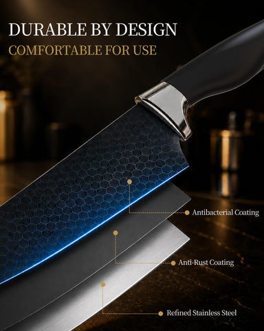 Amorston block on countertop organizing knives for quick access