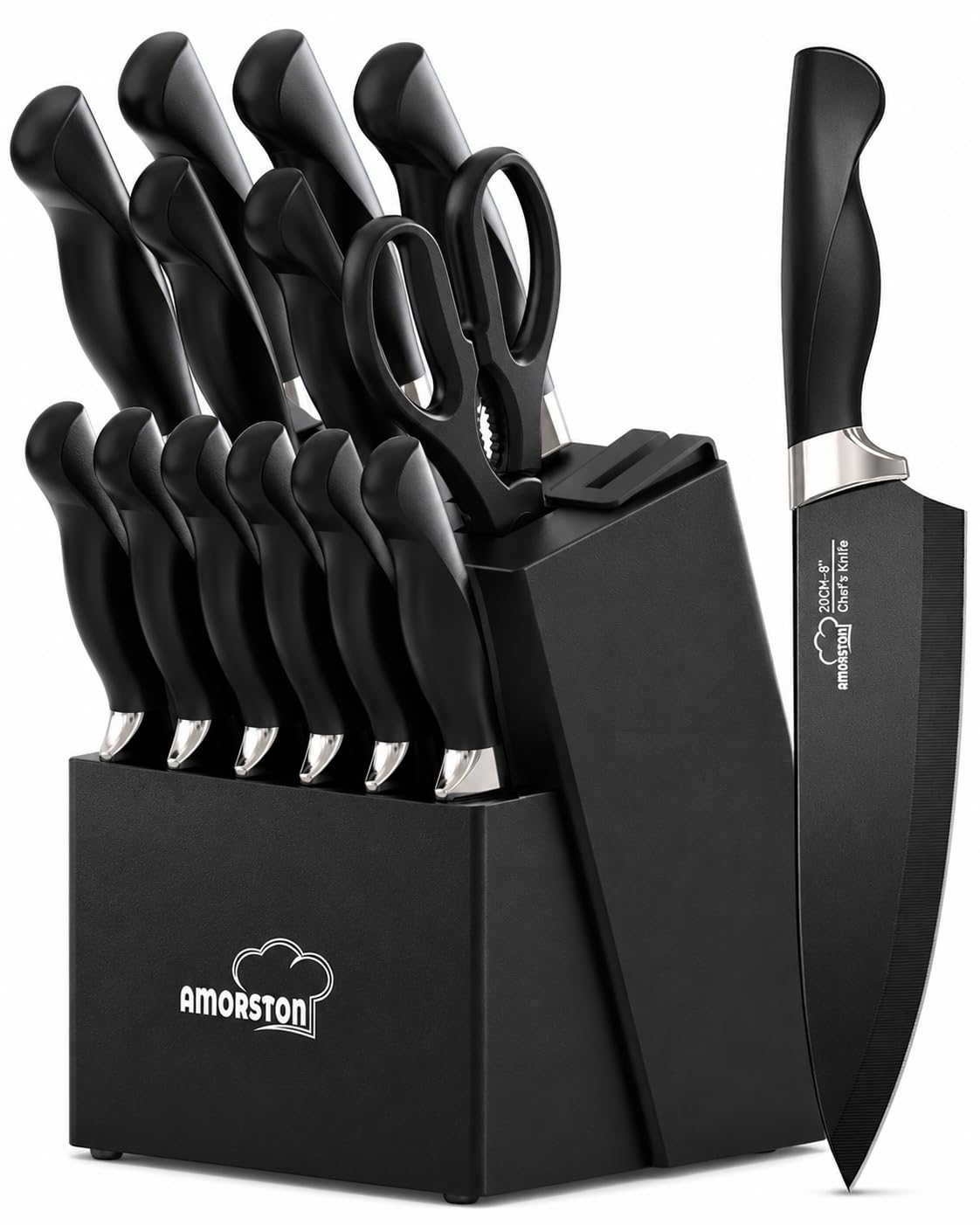 Amorston front packaging showing full 15-piece set and benefits