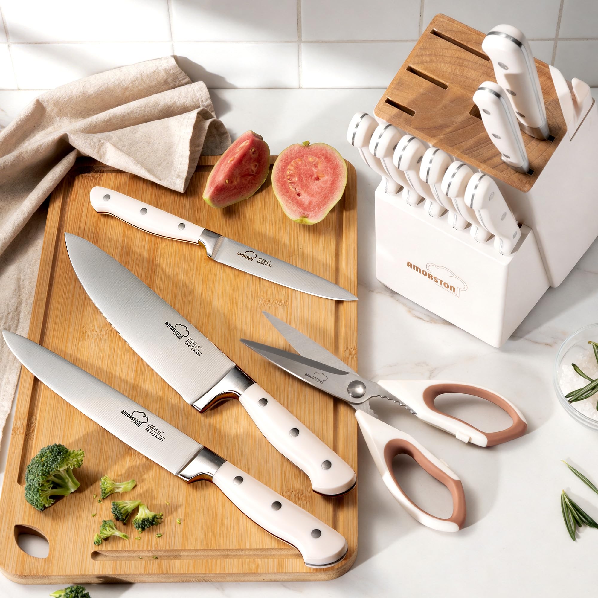 Amorston kitchen shears with paring knife ready for multiuse prep tasks