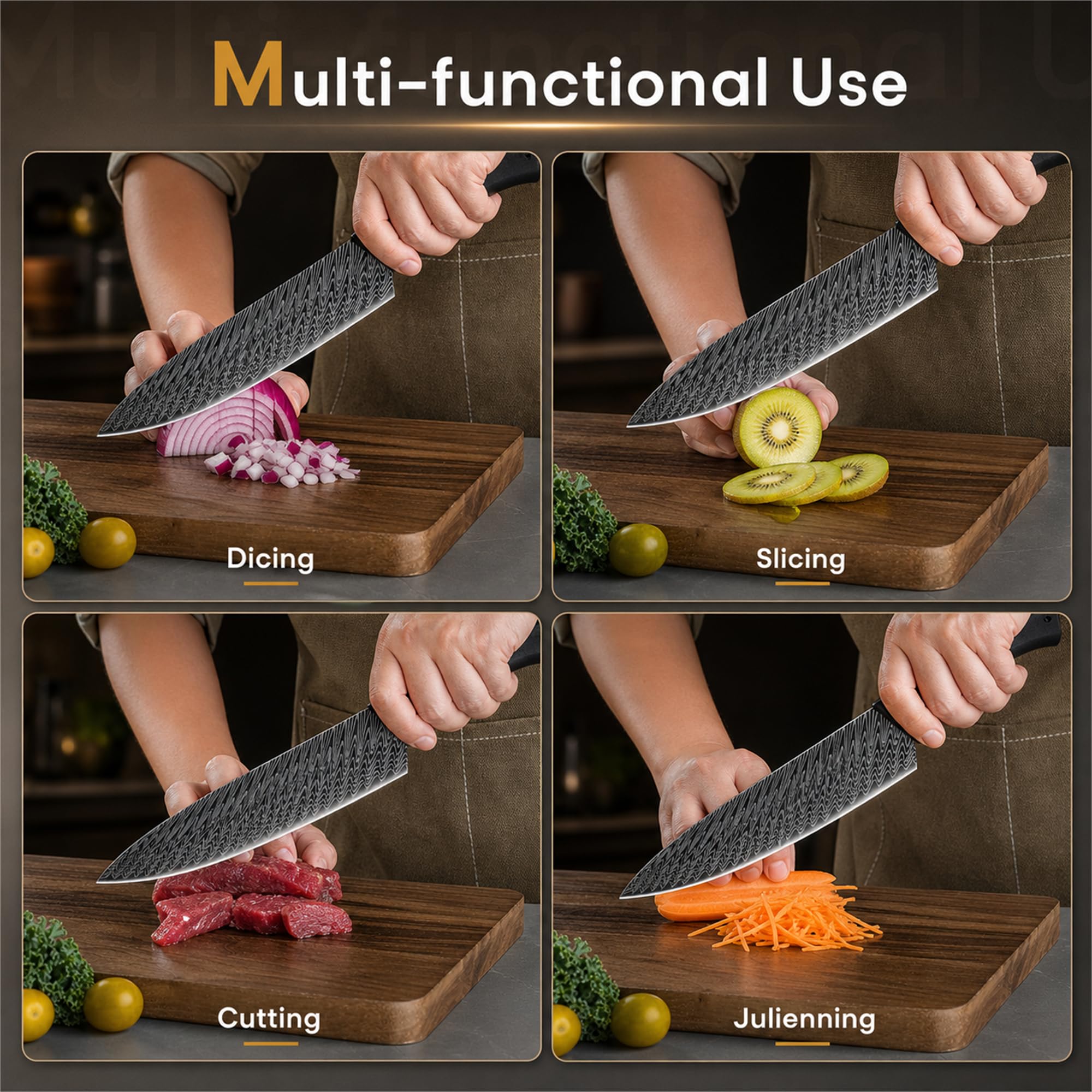 Amorston knife scale with fruit showing real-world size and practical use