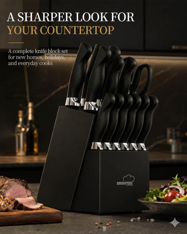 Amorston size scale comparison showing knife proportions for fit