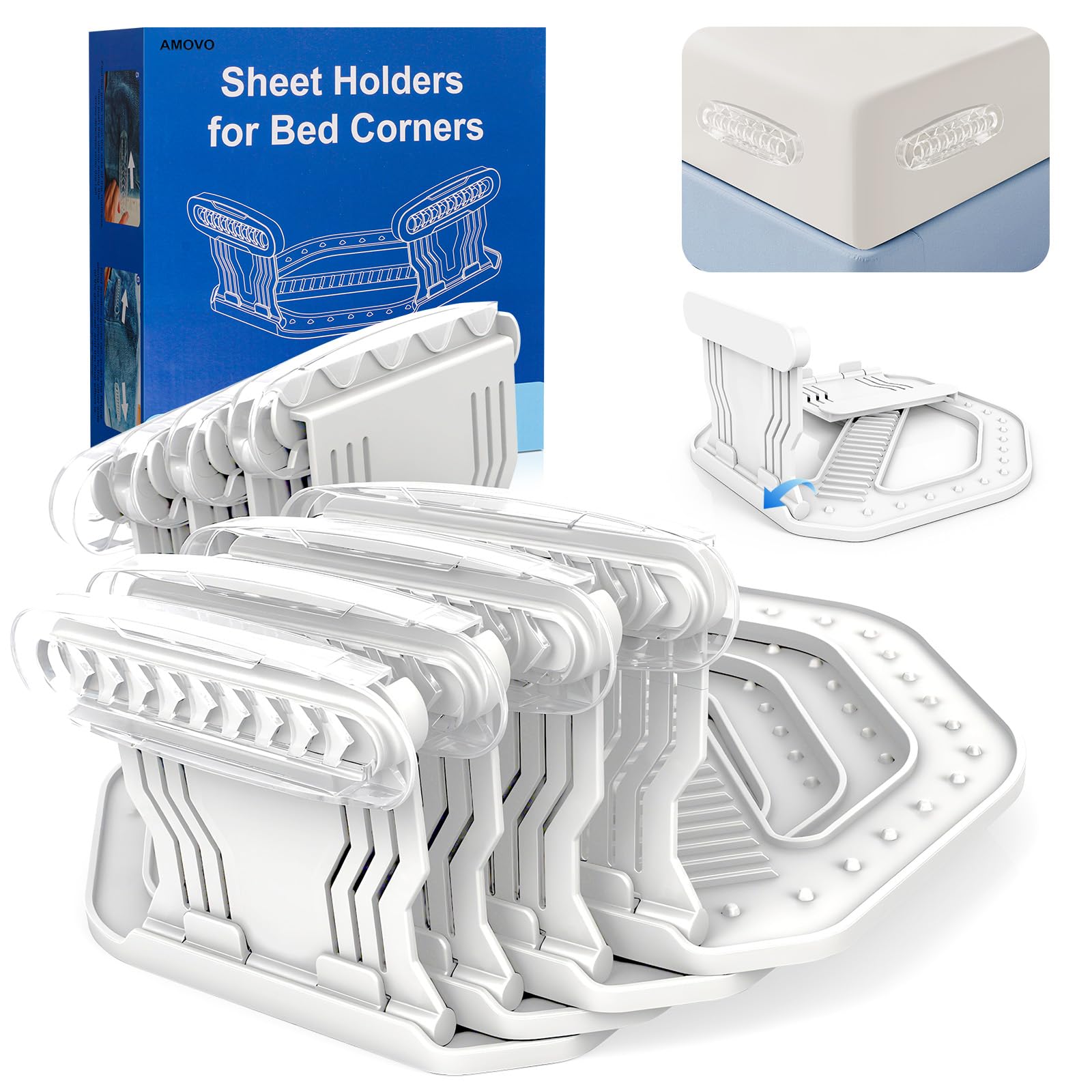 AMOVO front view of snow-white clip set showing neat presentation and convenience