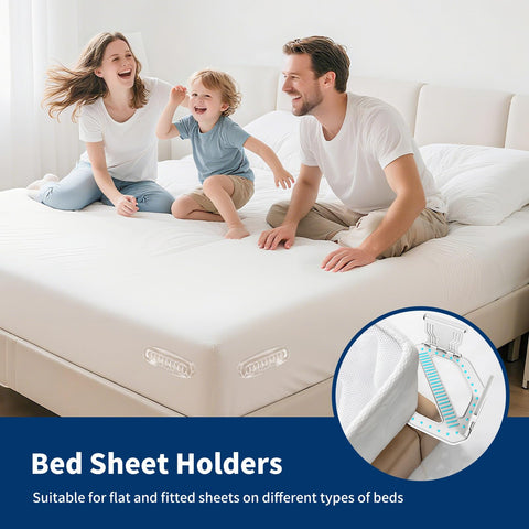 AMOVO clip installed on mattress corner keeping sheet smooth and secure