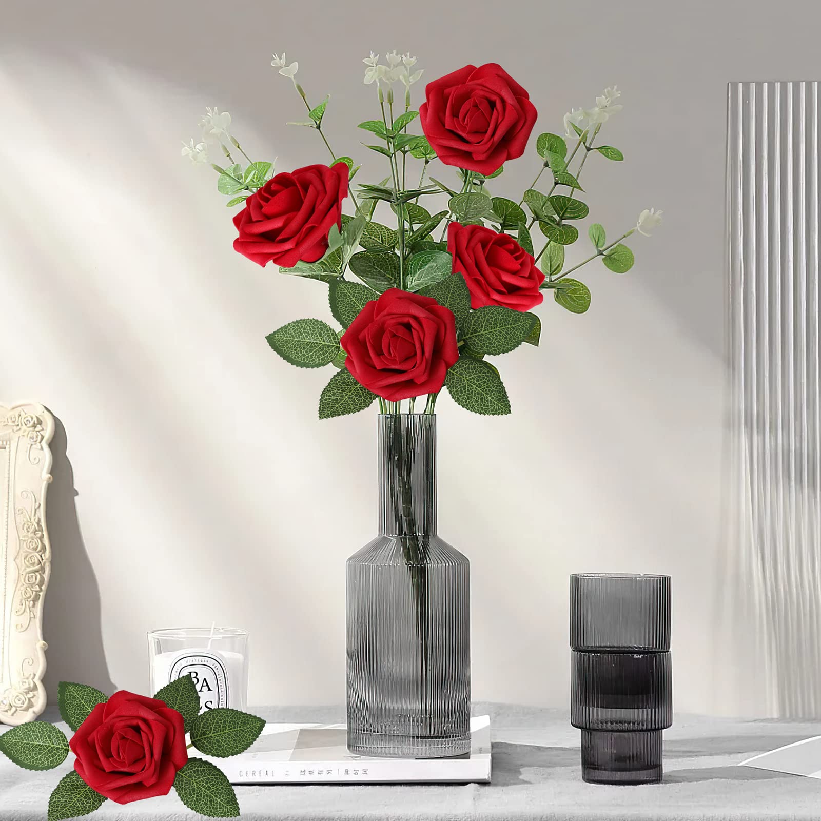 AmyHomie arranged bouquet of dark red roses illustrating wedding-ready styling benefit