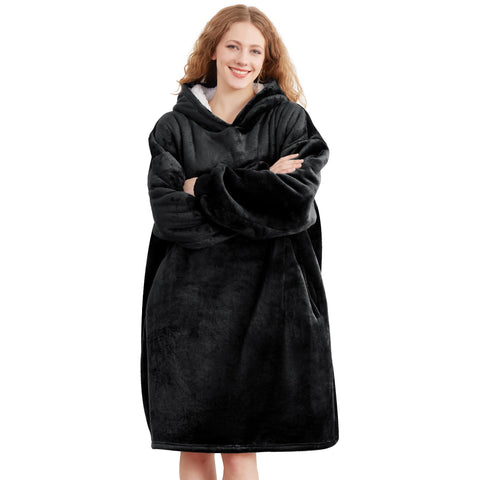 AmyHomie front view oversized hoodie showing cozy coverage and style