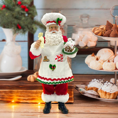 Amyoxu Chef Santa apron detail highlighting baking theme and textured design