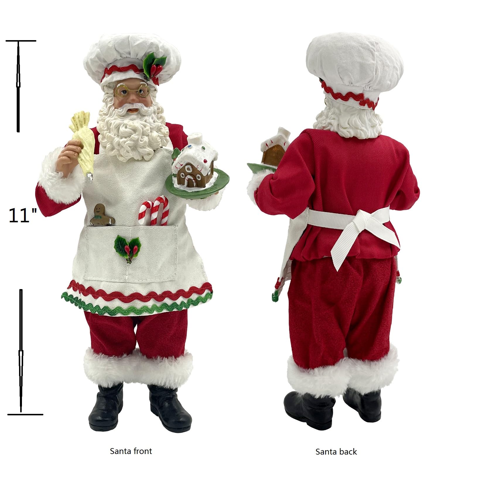 Amyoxu Chef Santa texture close-up showing durable resin and fabric contrast