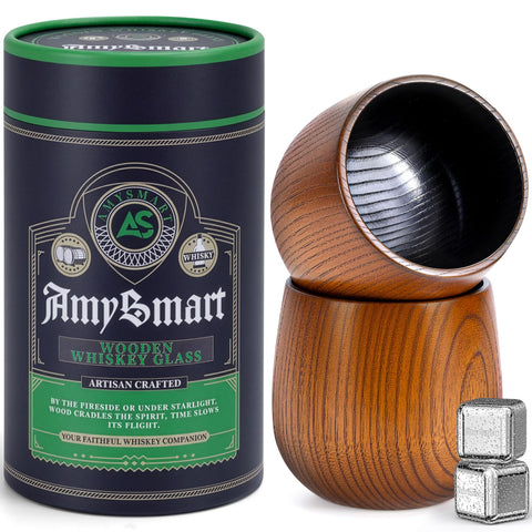 Amysmart wooden glass in gift tube highlighting premium presentation and easy gifting