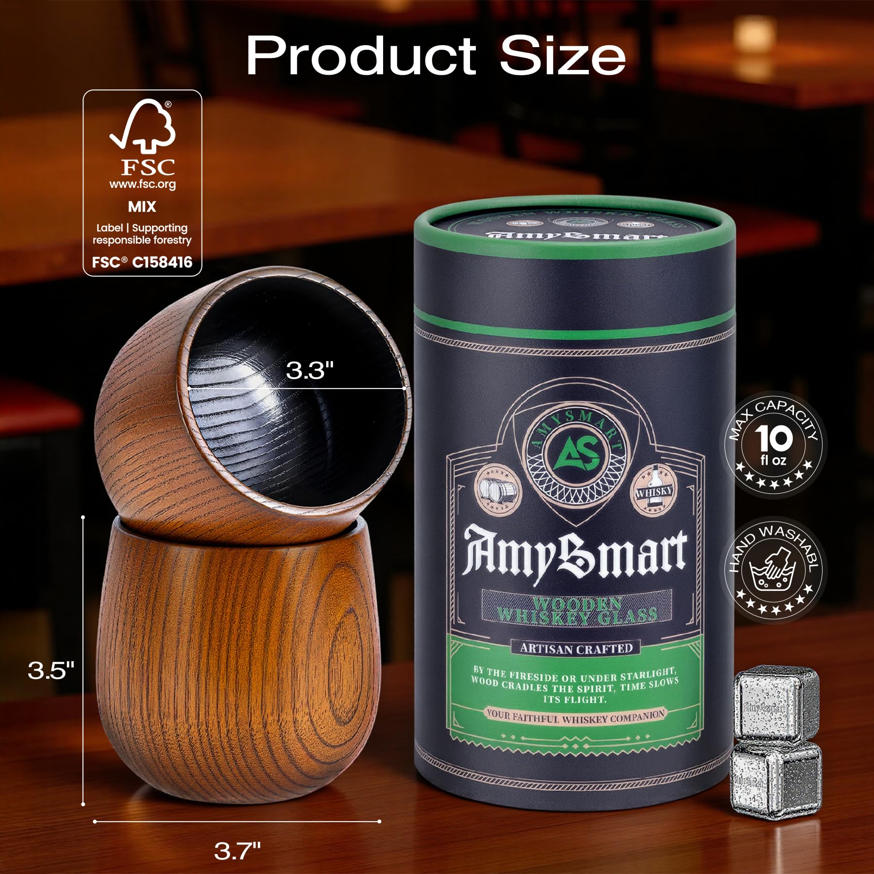 Amysmart glass filled with whiskey demonstrating rustic serving and aroma focus