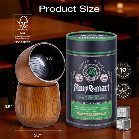 Amysmart glass filled with whiskey demonstrating rustic serving and aroma focus