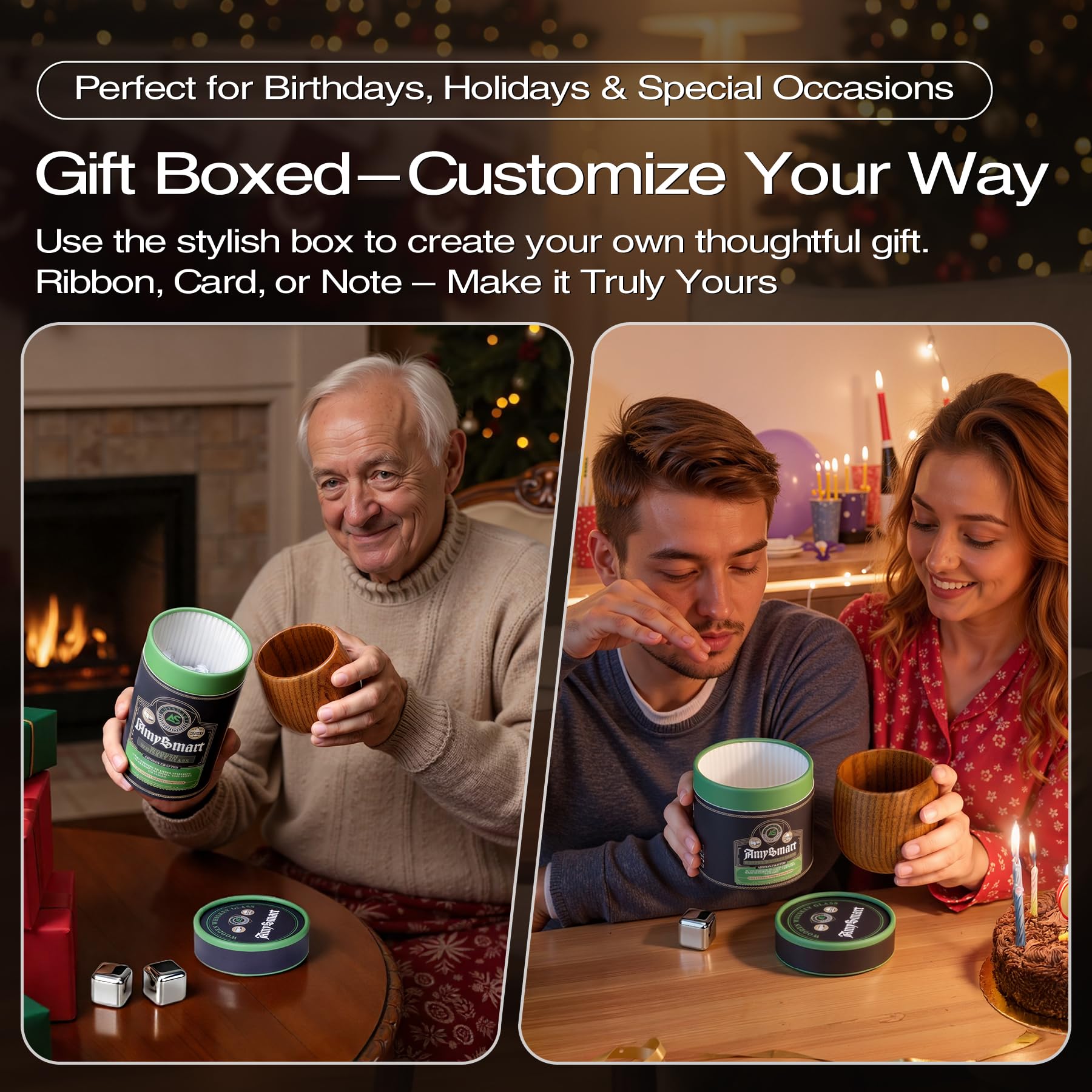 Open Amysmart tube with glasses and accessories showing gift-ready convenience