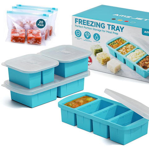 Amz Jet front view packaging showing complete 4-pack and 20 bags for organized freezing