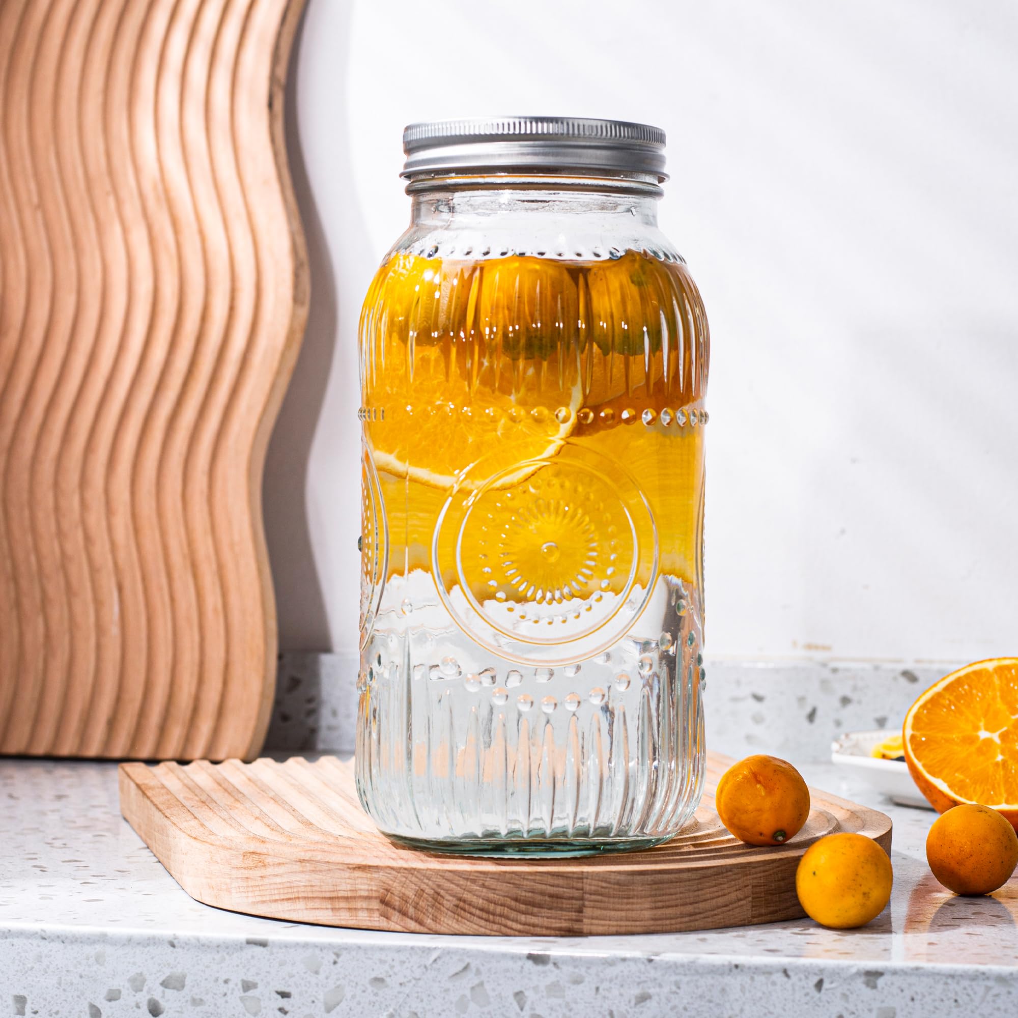 Amzcku jar beside measuring items showing true 64oz capacity benefit