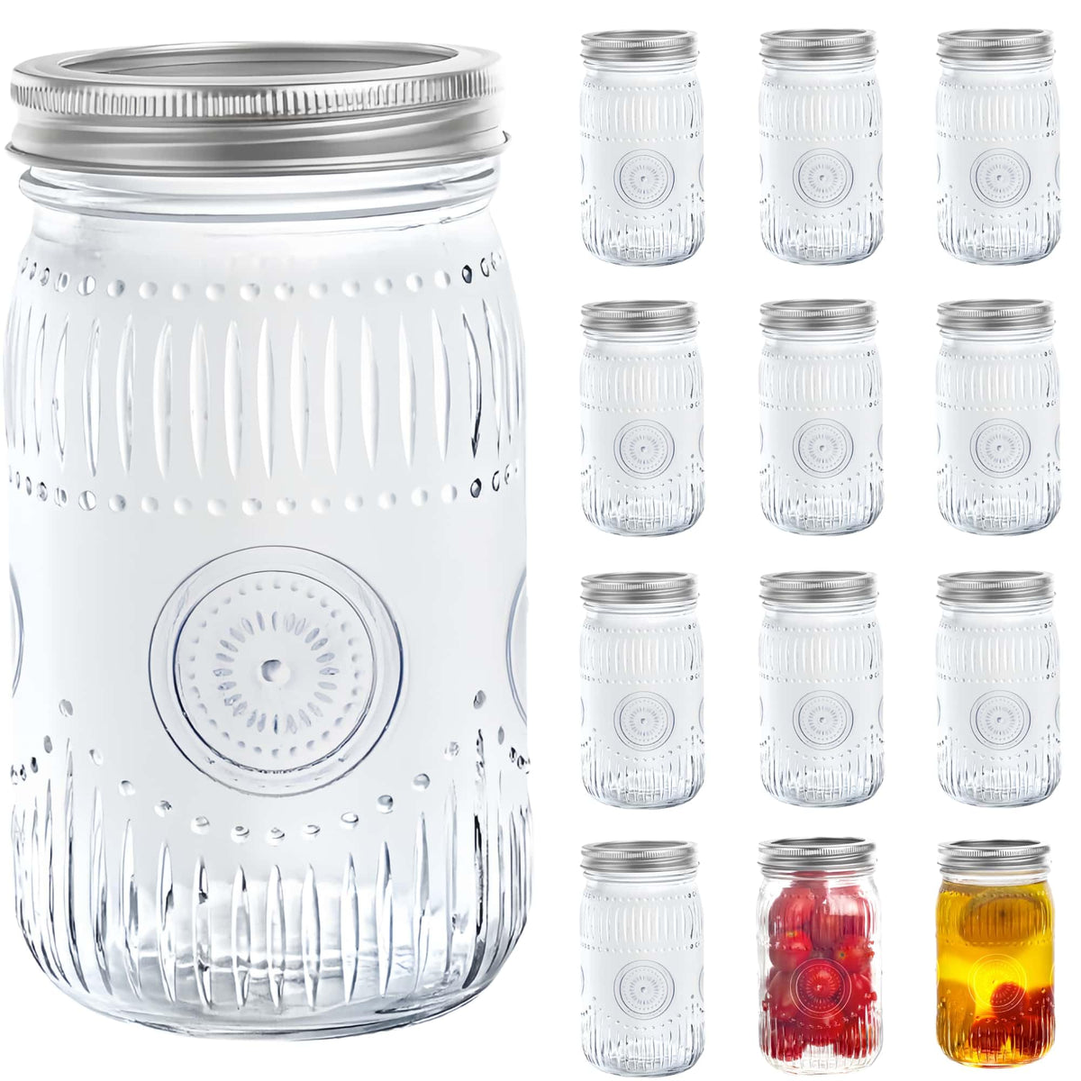 Amzcku front view 12-pack showing vintage jars and unified look, great for events