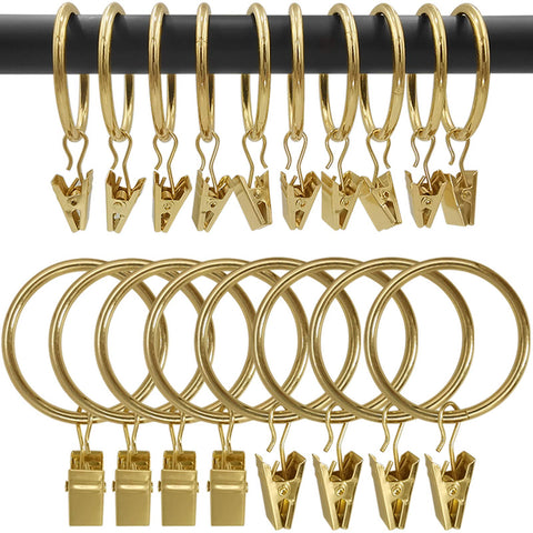 AMZSEVEN front pack of gold curtain rings showing quantity and finish benefit