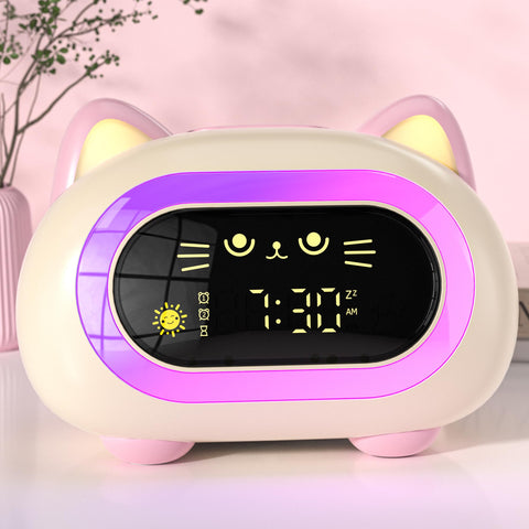 ANALOI cat clock front view showing friendly design and easy-read display
