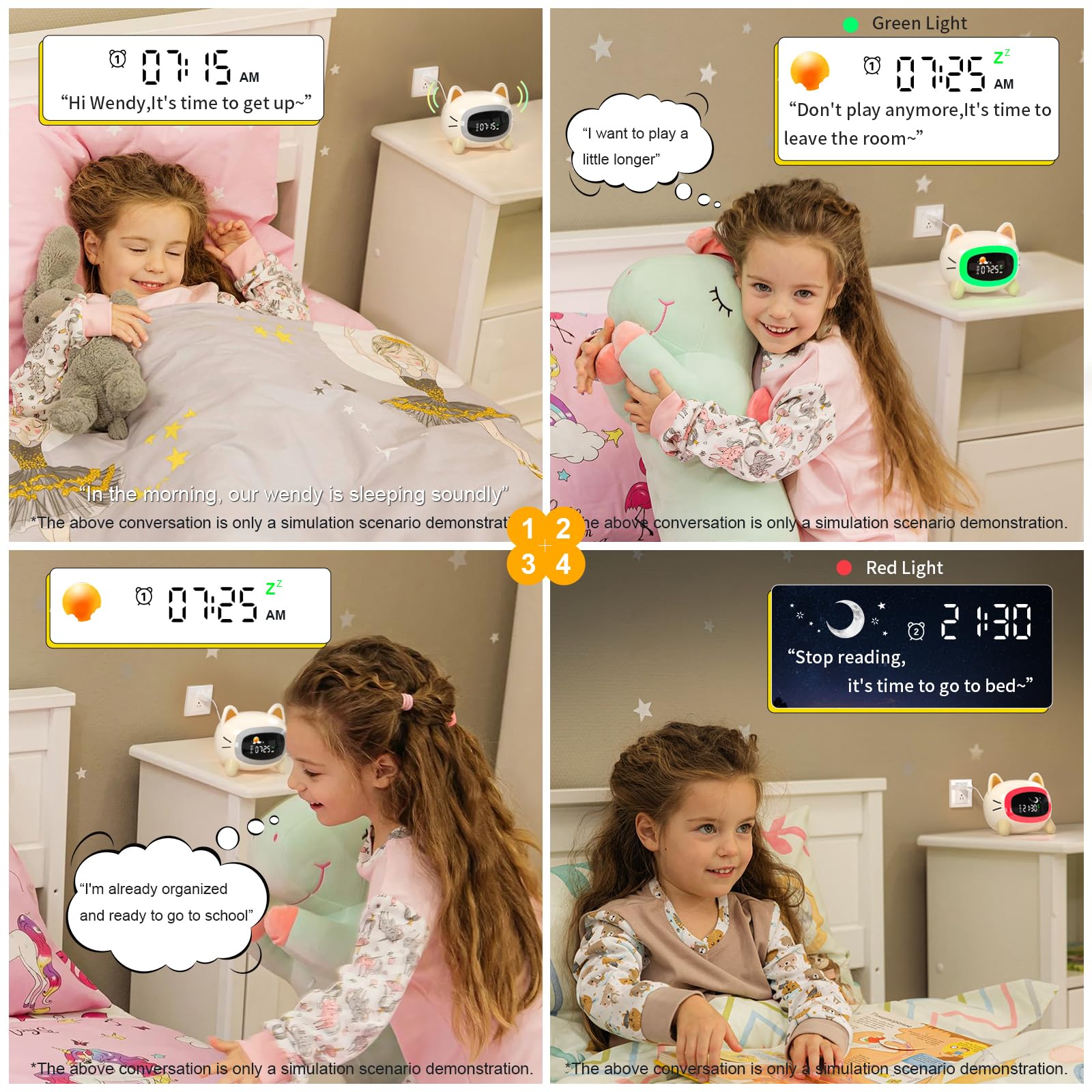 ANALOI cat clock glowing nightlight creating a calming bedside atmosphere