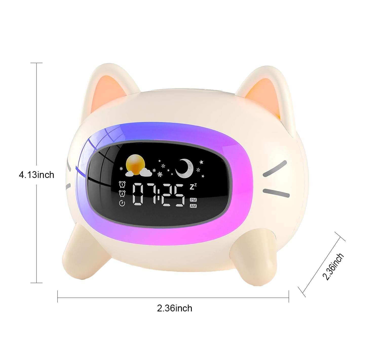 ANALOI cat clock packaging and accessories showing included components and manual