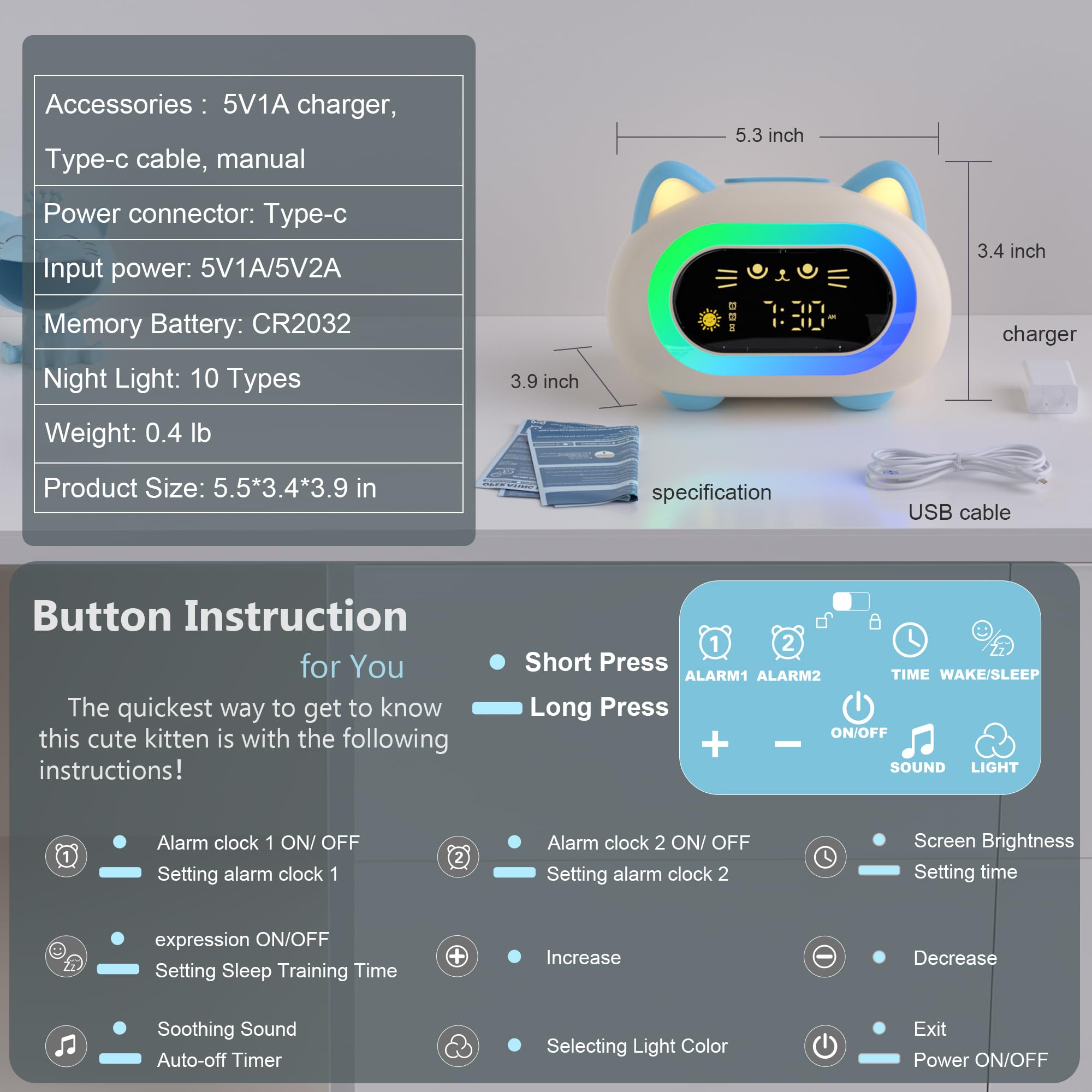 ANALOI clock label and settings view showing adjustable features