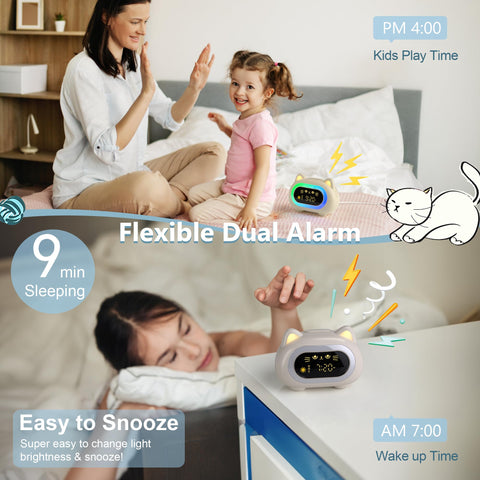 ANALOI clock on nightstand illustrating compact size and fit
