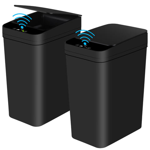 Anborry front view of automatic trash can showing slim profile and neat look
