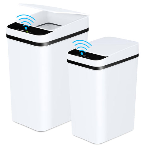 Anborry front view of both white bins showing compact design and space saving