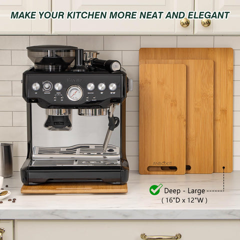 ANBOXIT tray in use with coffee maker providing tidy, quick countertop access