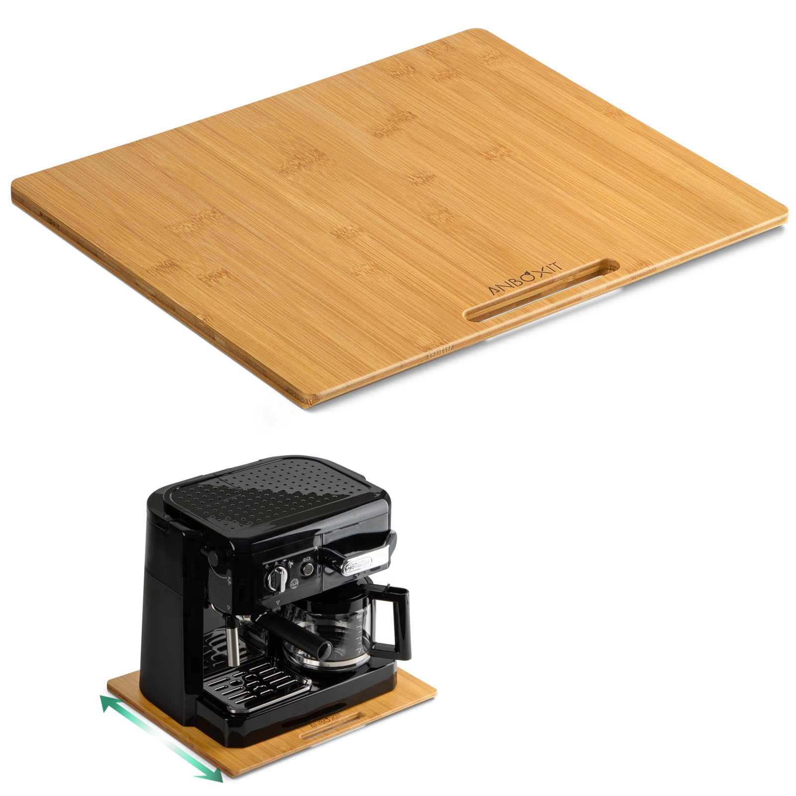 ANBOXIT front view bamboo slider showing sturdy platform and clean edges for easy access