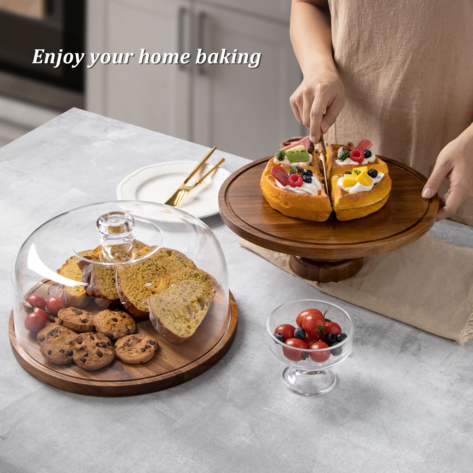 ANBOXIT cake stand displayed on kitchen counter adding warm decor