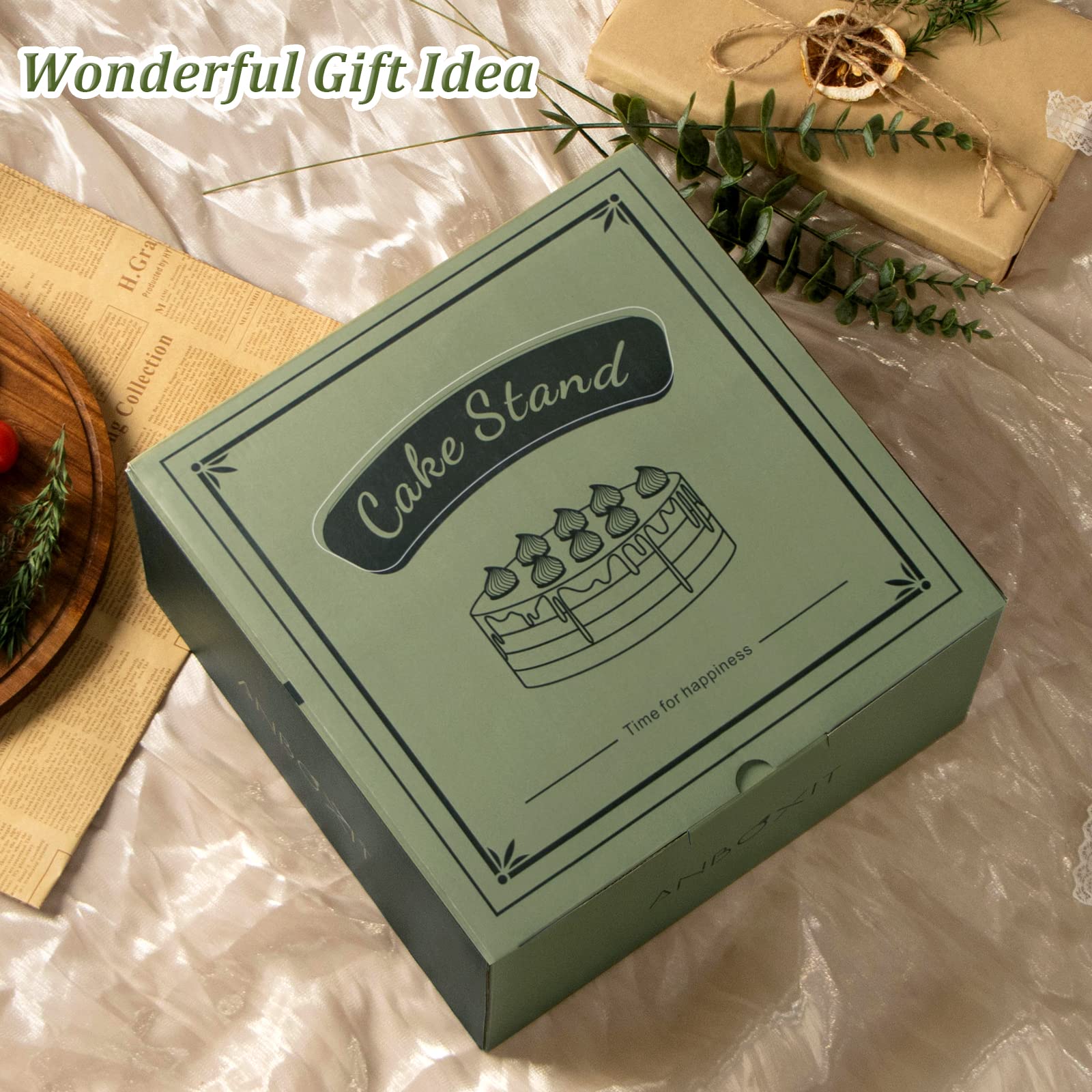 ANBOXIT cake stand in use with decorated cake illustrating presentation benefit