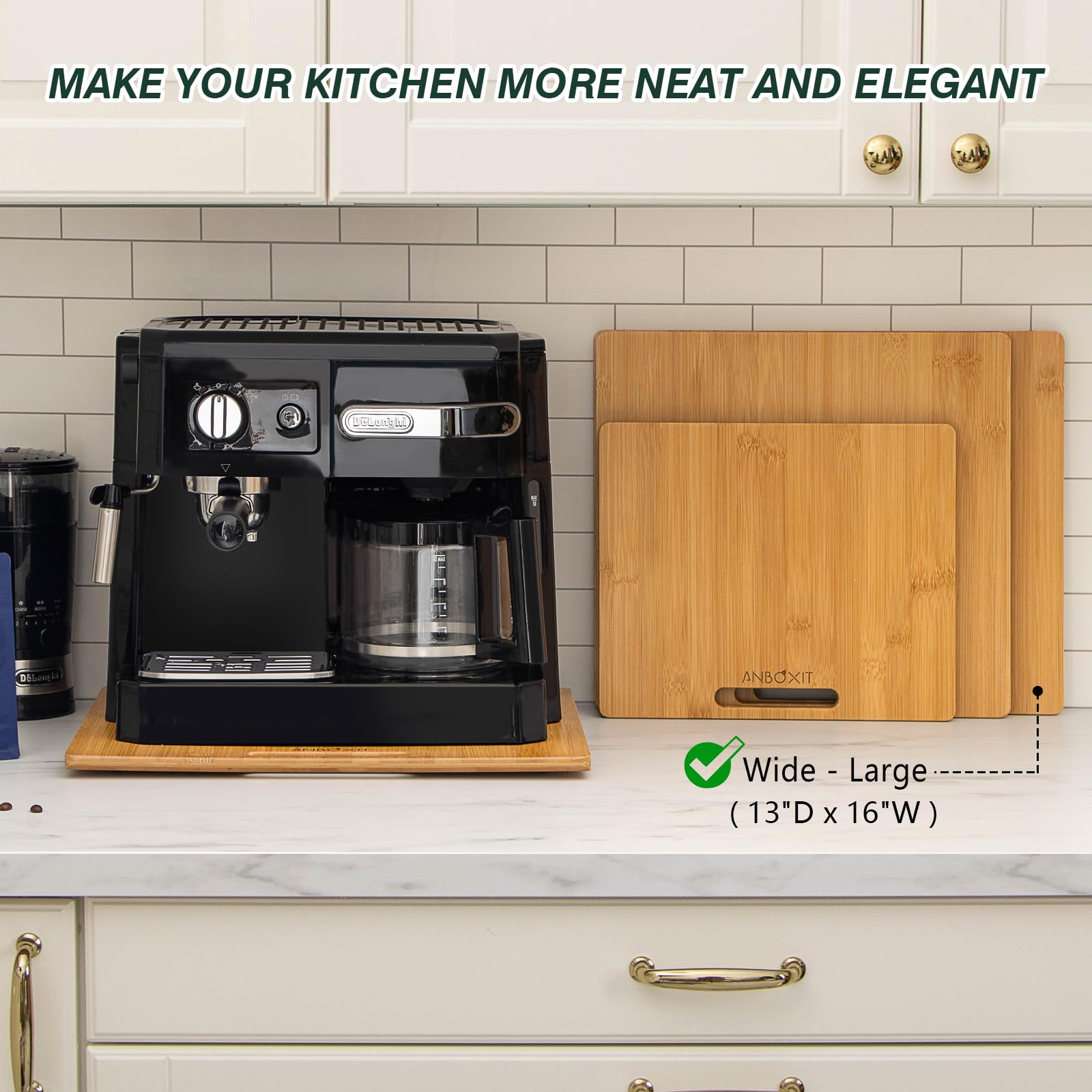 ANBOXIT under cabinet setup showing saved counter space and cabinet protection